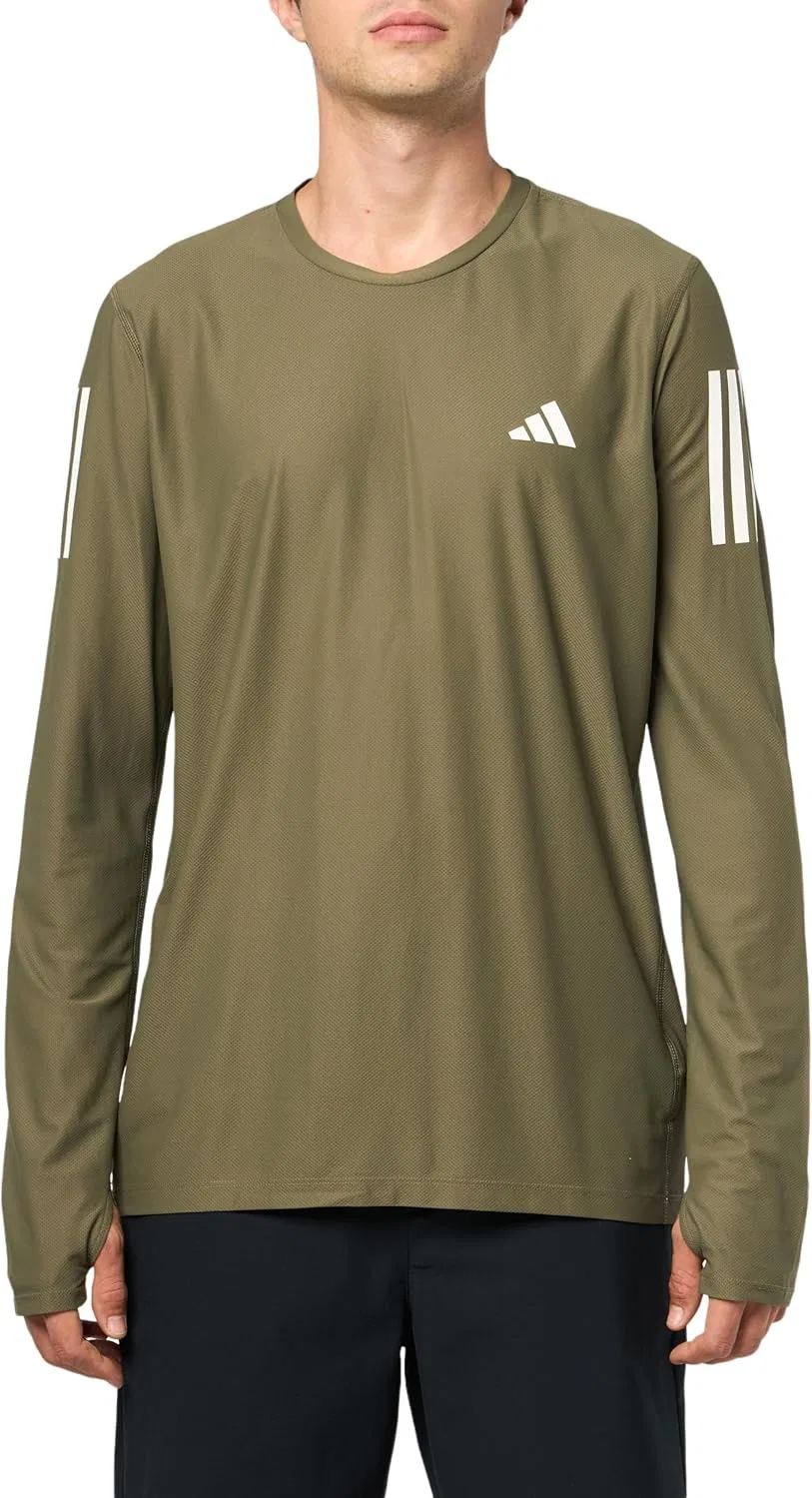Футболка Adidas Own The Run с длинным рукавом, оливковый