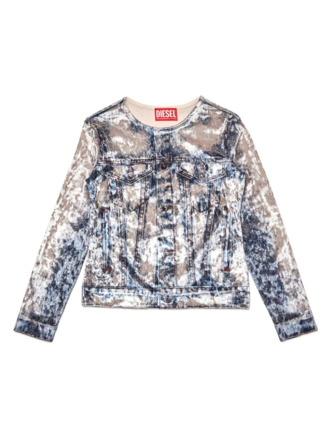 

Diesel Kids футболка с принтом из денима Clauvet, синий