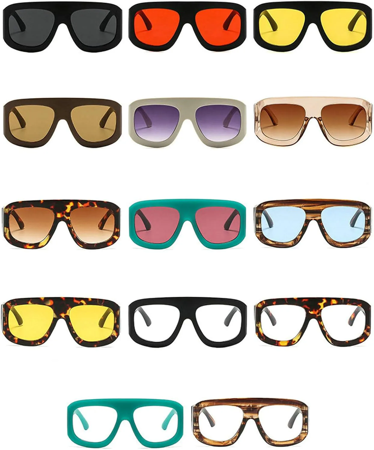 

COTIA Модные квадратные солнцезащитные очки большого размера для женщин и мужчин, с толстой оправой, широкими дужками, в винтажном панк-стиле, Leopard Clear