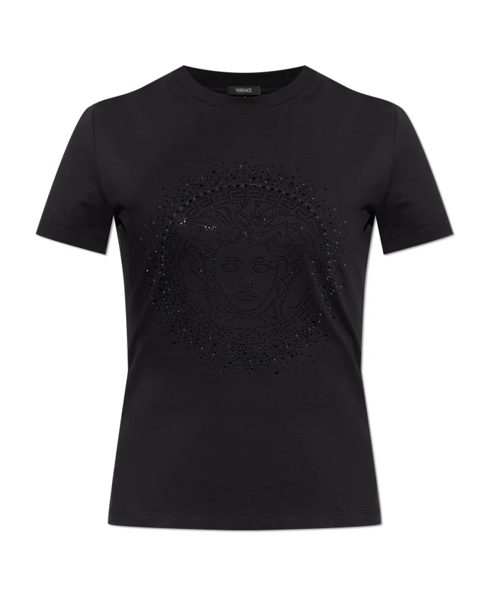 Футболка с кристаллами Versace, черный