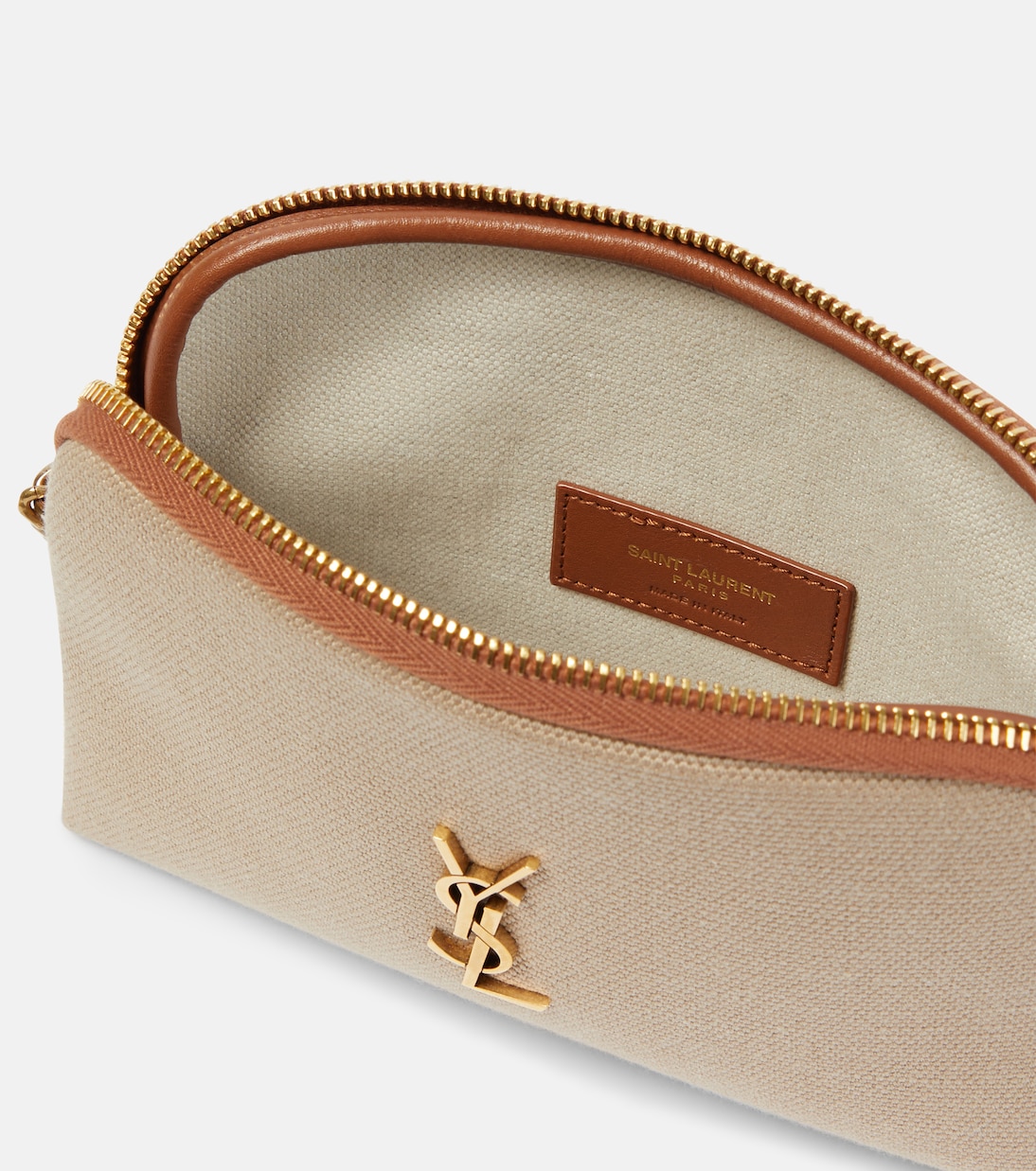 Сумка-шоппер Gaby из ткани с кожаными деталями Saint Laurent, Desert Dust + Brick — фото 3