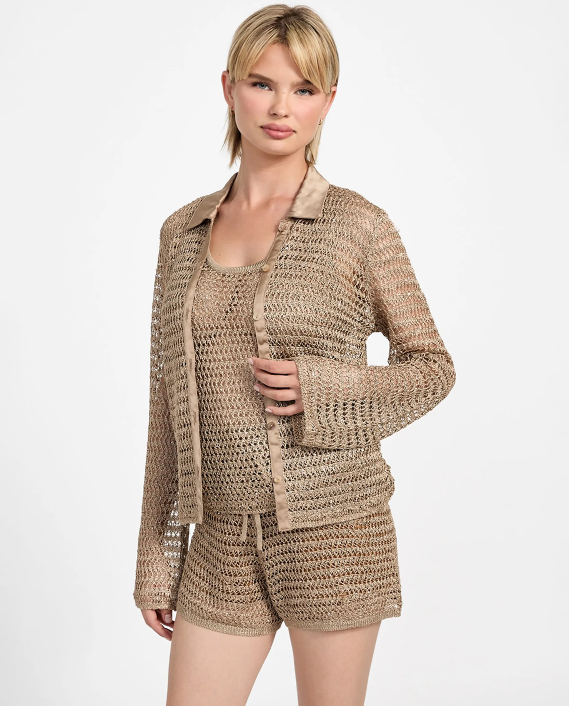 

Женский длинный кардиган Guess, серо-коричневый