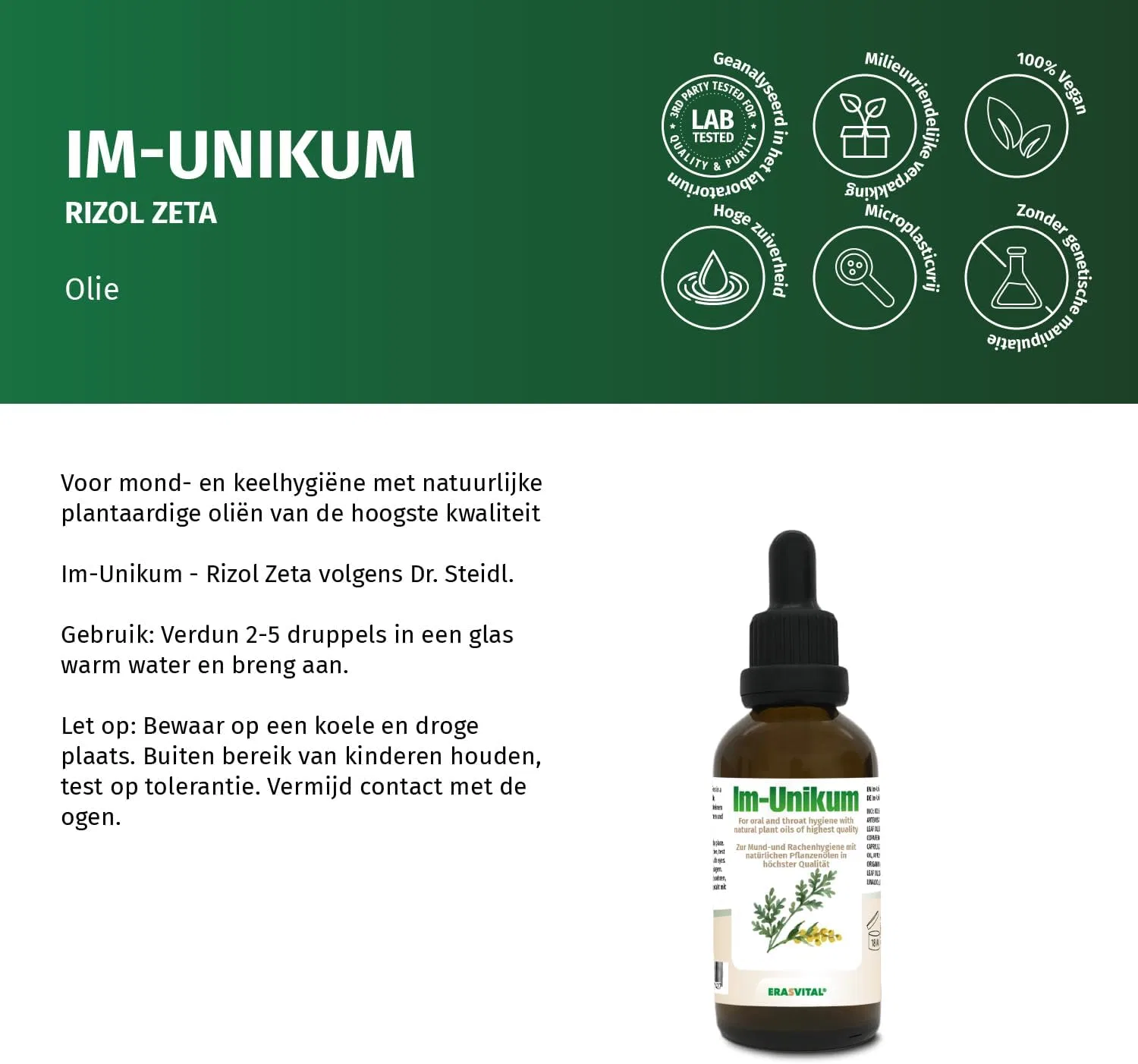 Масло Im-Unikum Oil 50 мл Rizol Zeta по рецепту доктора Штайдля Erasvital — фото 2