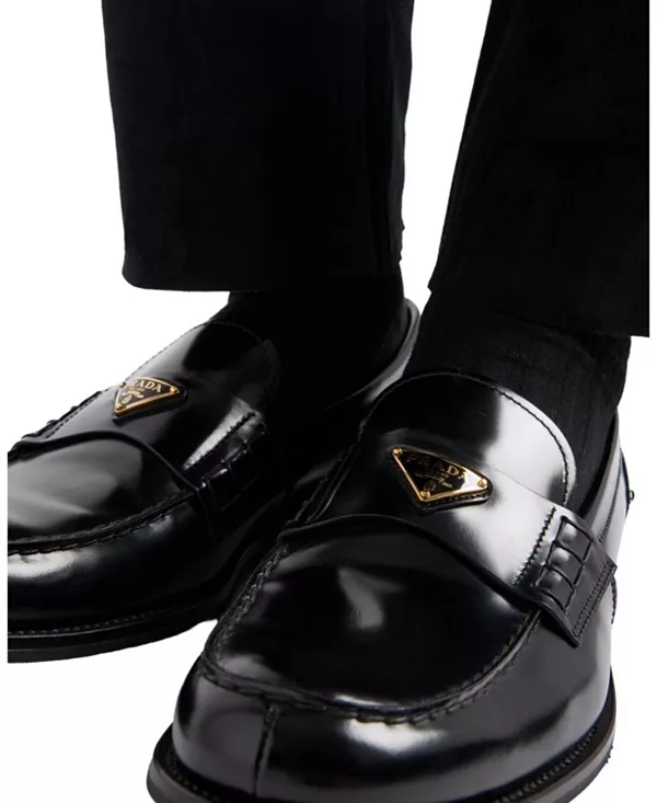 Мужские лоферы из матовой кожи Prada, черный — фото 2
