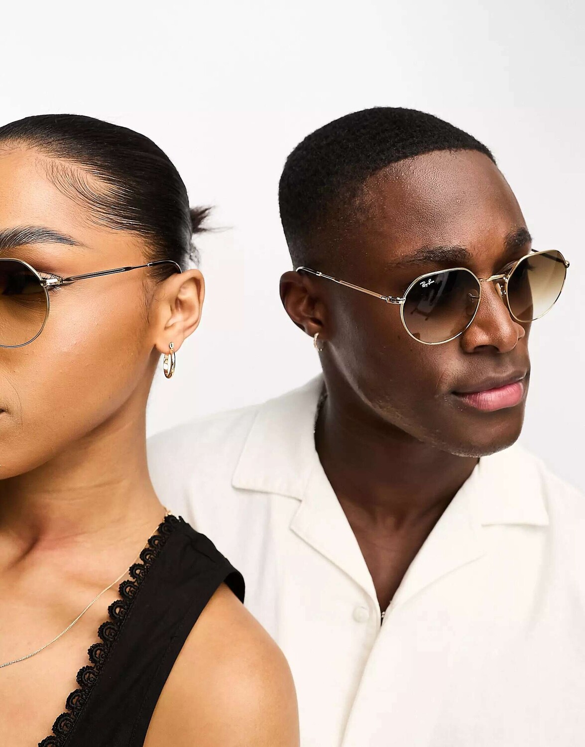 Очки Ray-Ban Jack в круглой шестигранной оправе золотого и коричневого цветов — фото 2