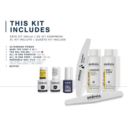 Профессиональный набор для гелевых ногтей - Pro Kit с праймером для ногтей Ultrabond, гелевой основой и верхним слоем, гель-лаком, средством для снятия, средством Prep + Clean Cleanser, моющимся буфером и пилочкой для ногтей., Andreia — фото 2