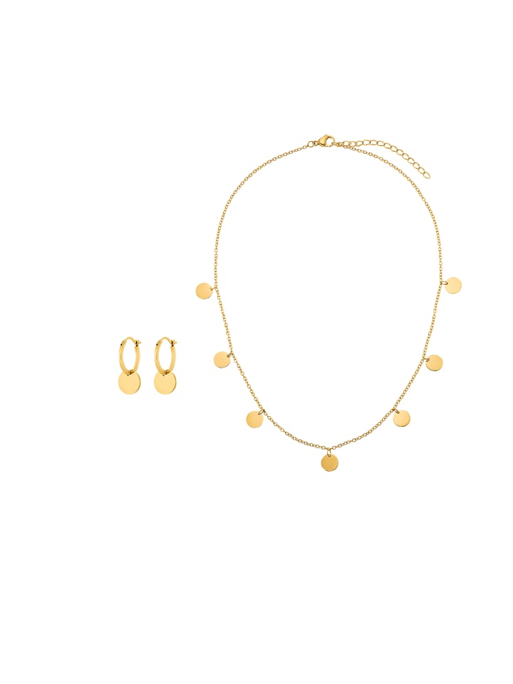 

Steel_Art Женский ювелирный набор, состоящий из колье и сережек, украшенный кругами серебристого и золотого оттенков