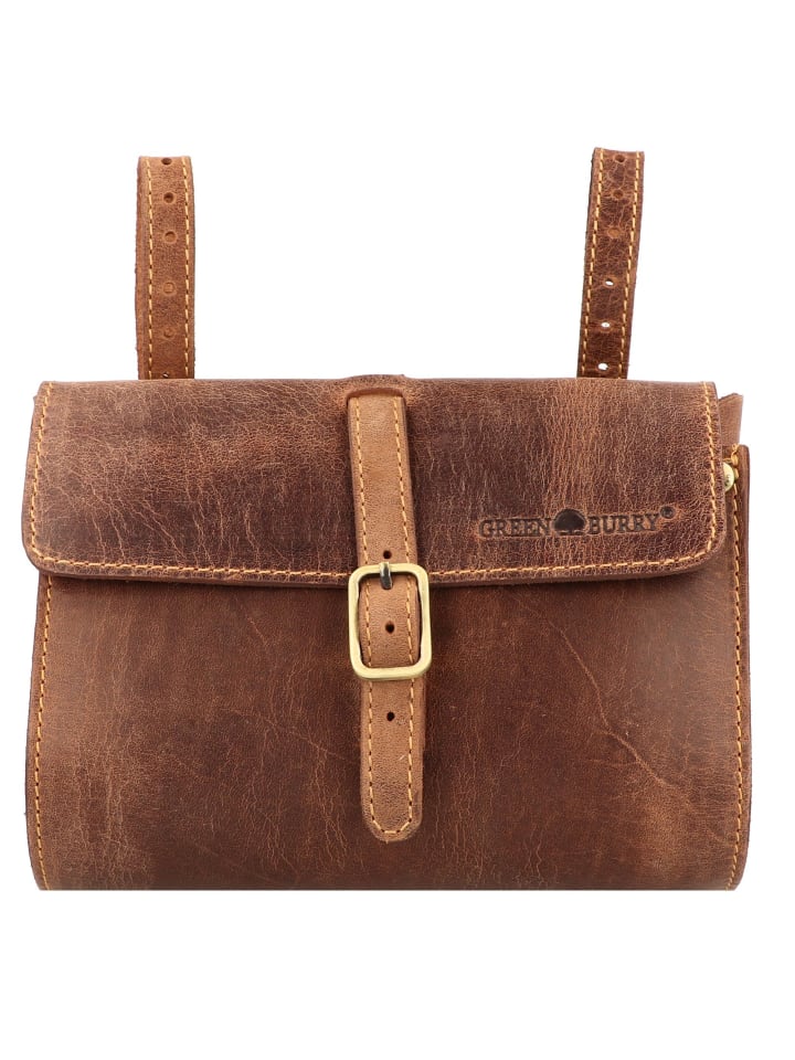 

Greenburry Винтажная большая кожаная велосипедная сумка, 20 см, коричневого цвета