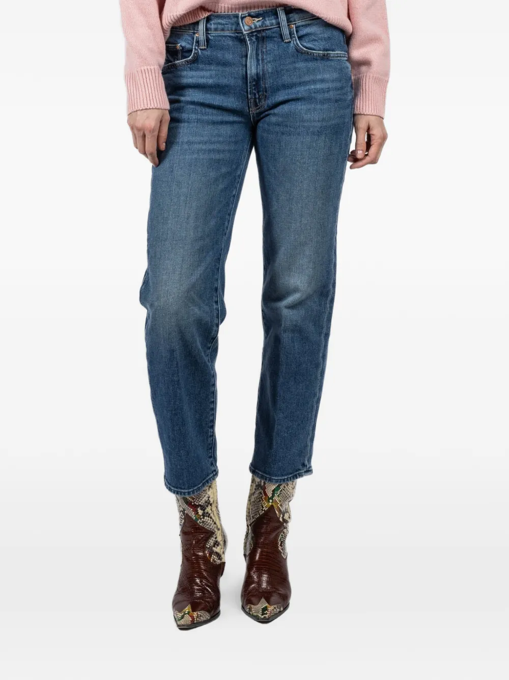 

Укороченные джинсы с молнией Mother, синий