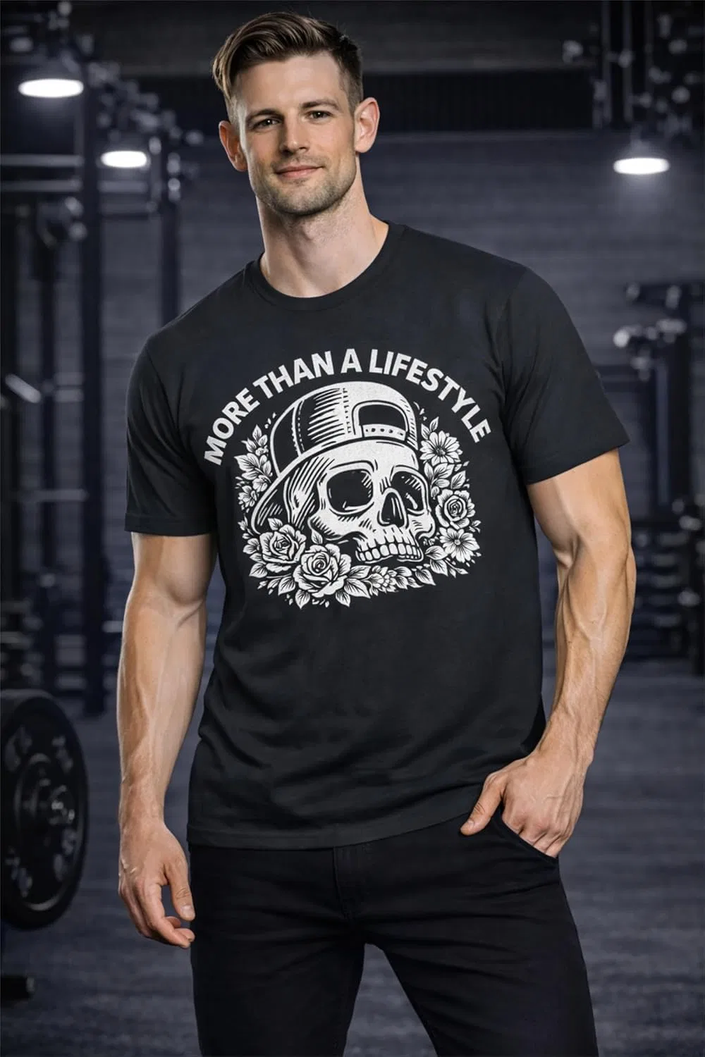 Футболка с принтом Kettlebell Skull, GENERIC, Cvc Charcoal — фото 3