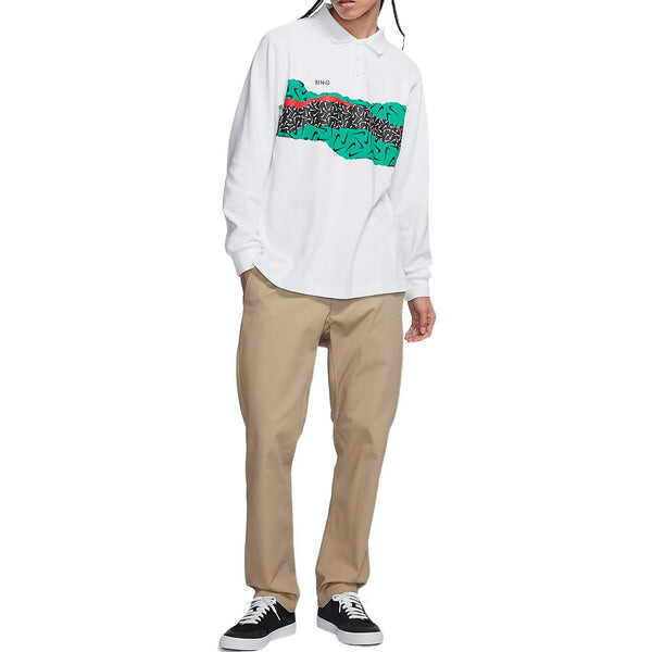 Футболка men's colorblock logo skateboard long sleeves polo shirt white Nike, мультиколор — фото 3