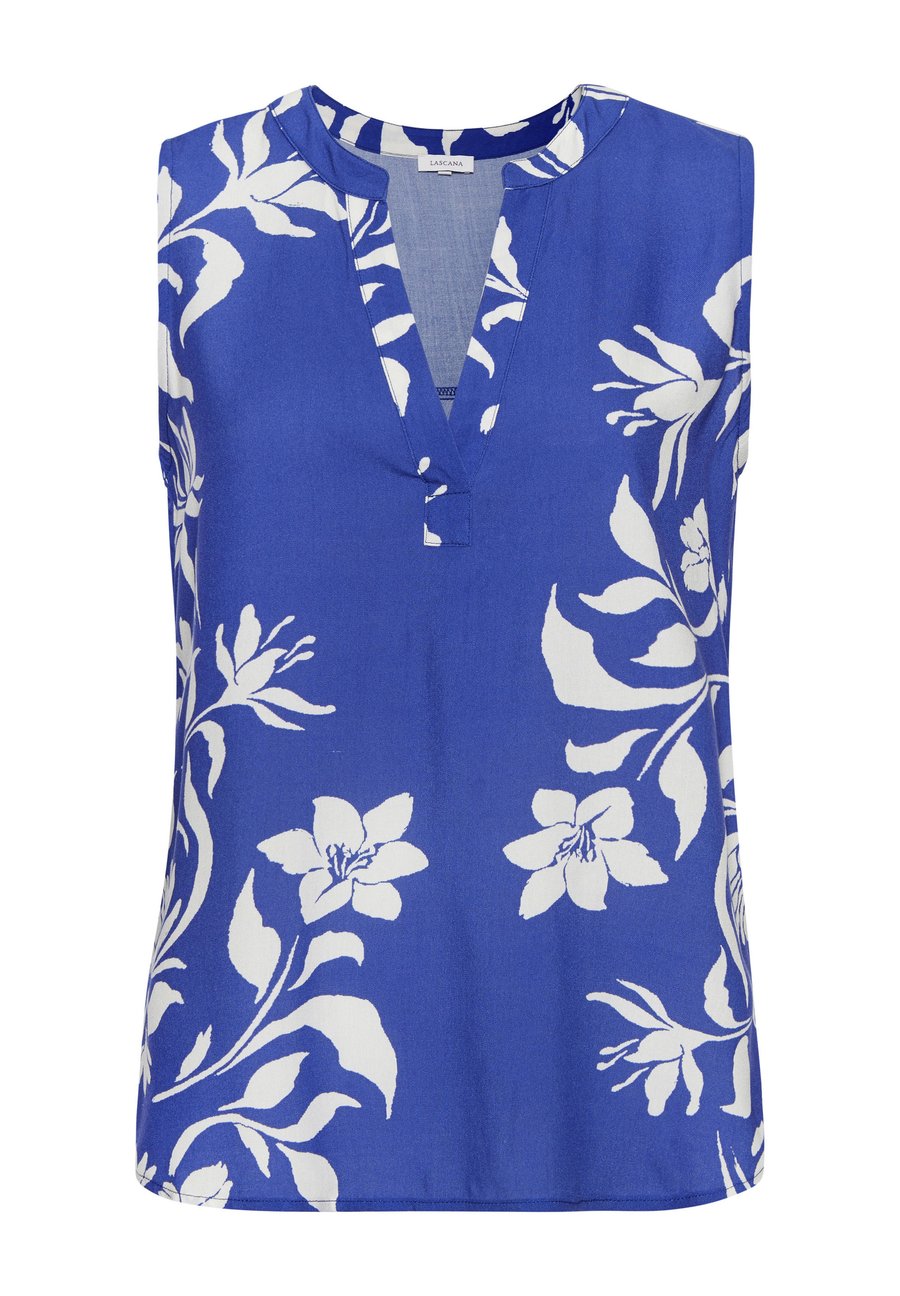 

Блуза LASCANA Blouse, Creme Royalblau Bedruckt/Royal Blue