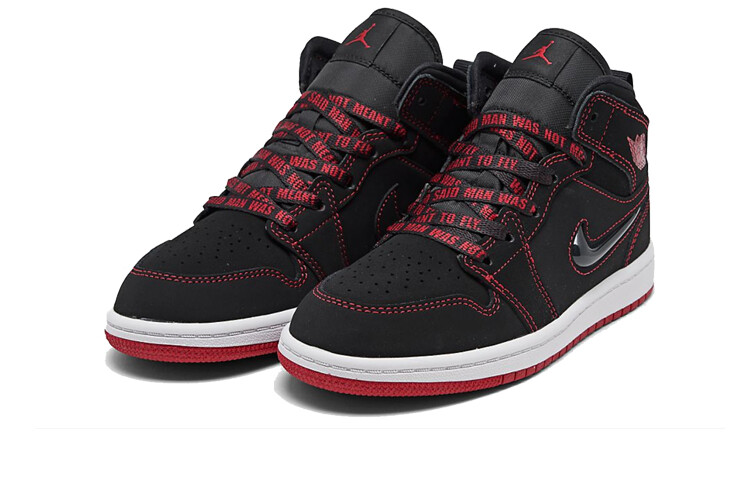 Баскетбольные кроссовки Air 1 Kids PS Mid-top черные/красные Jordan — фото 2