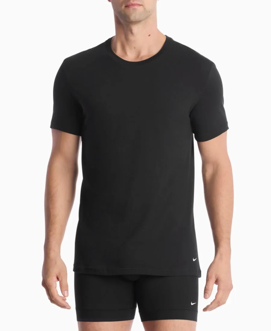 Мужские хлопковые эластичные майки с круглым вырезом Dri-FIT Essential, комплект из 2 штук Nike, черный — фото 2