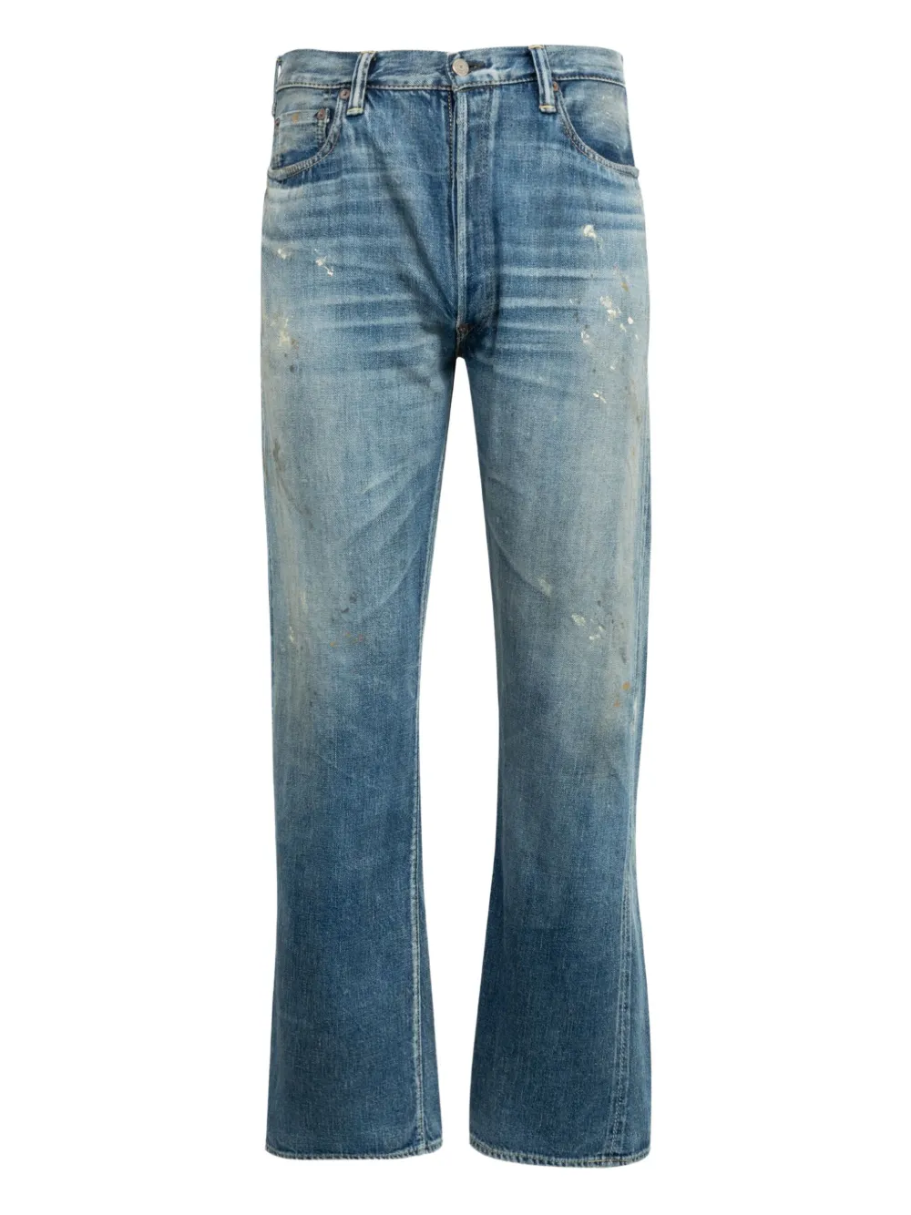 

Джинсы 1937 с эффектом брызг и искусственными потертостями Fullcount, синий