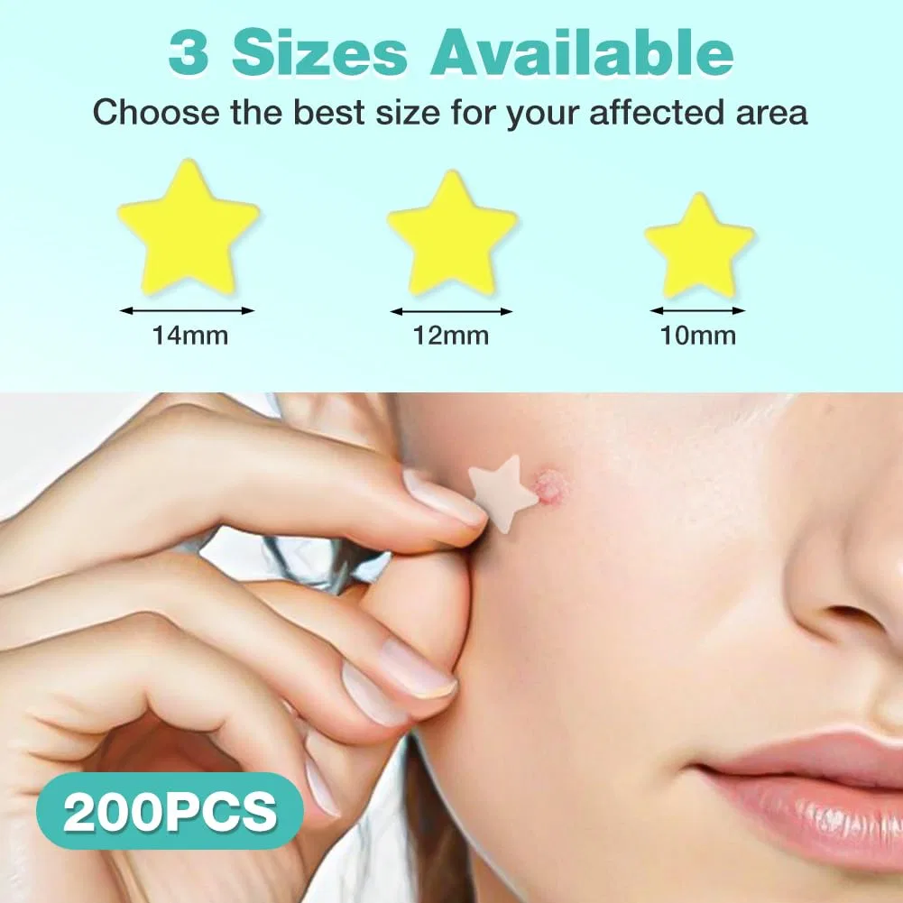 Звездные пластыри от прыщей, гидроколлоидные, 200 шт. Butbu, Pack Of 200 - Star Shaped Style A — фото 2