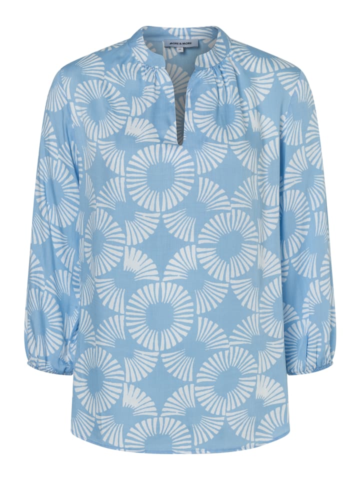 

More & More Вискозная блузка с принтом небесно-голубого/бежевого цвета