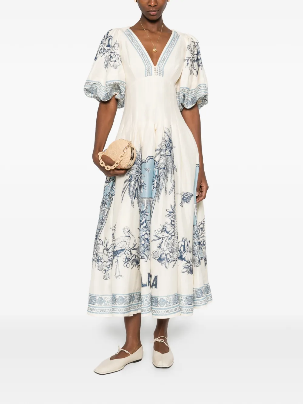 

Мини-платье с узором и V-образным вырезом Alemais, нейтральный