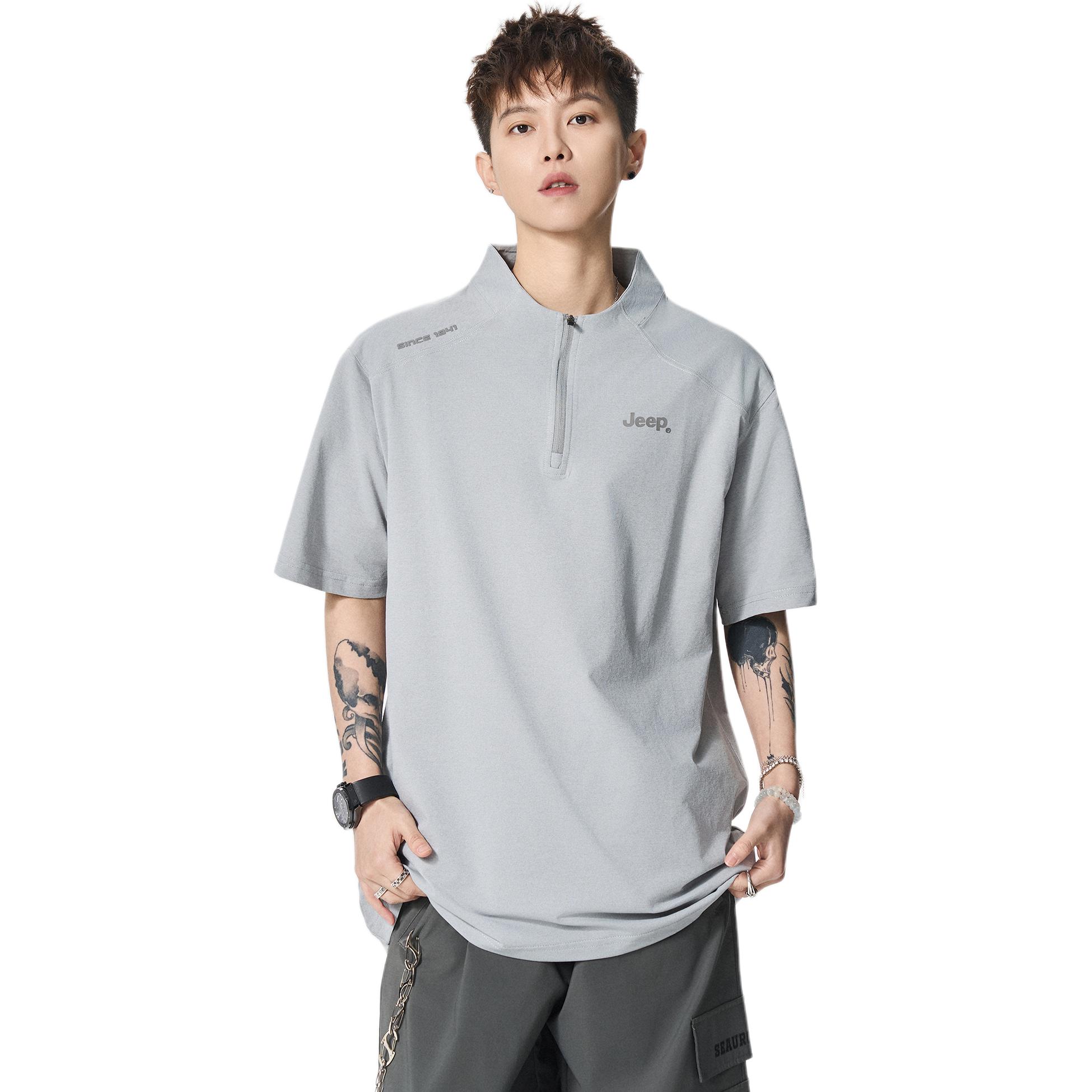 

Футболка Leisure Collection для мужчин Jeep, светло-shadow серый[uv protection+5a antibacterial+quick dry breathable+easy stain removal]