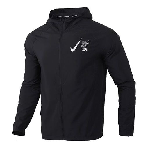 

Куртка Nike Essential Wild Run Full-length zipper Cardigan hooded Running Jacket Black, черный