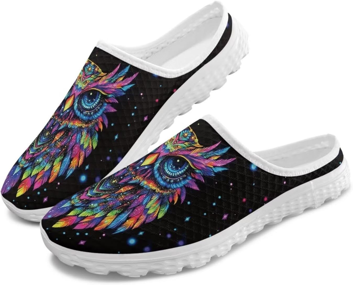 

Модные мужские шлепанцы с открытой пяткой 2025 года, с принтом и сеткой, легкие, дышащие, противоскользящие, идеальны для повседневной носки Ocwfudsx, Colored Owl