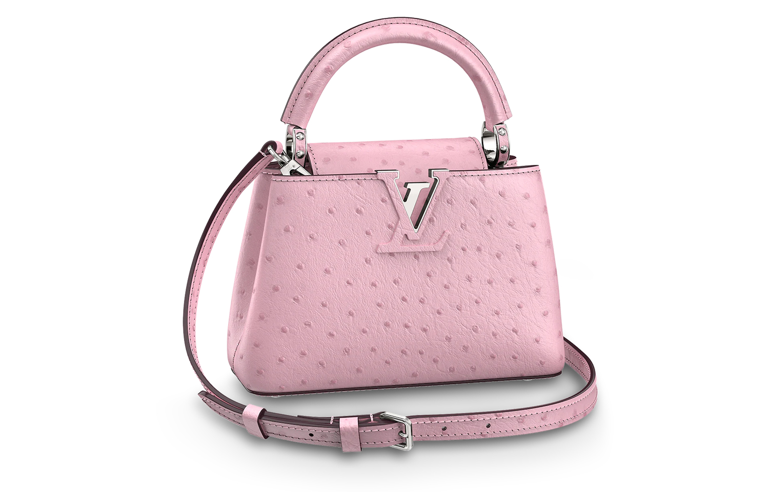 

LOUIS VUITTON Capucines Ostrich Leather Kapusin Сумка-кроссбоди через плечо мини женская розовая