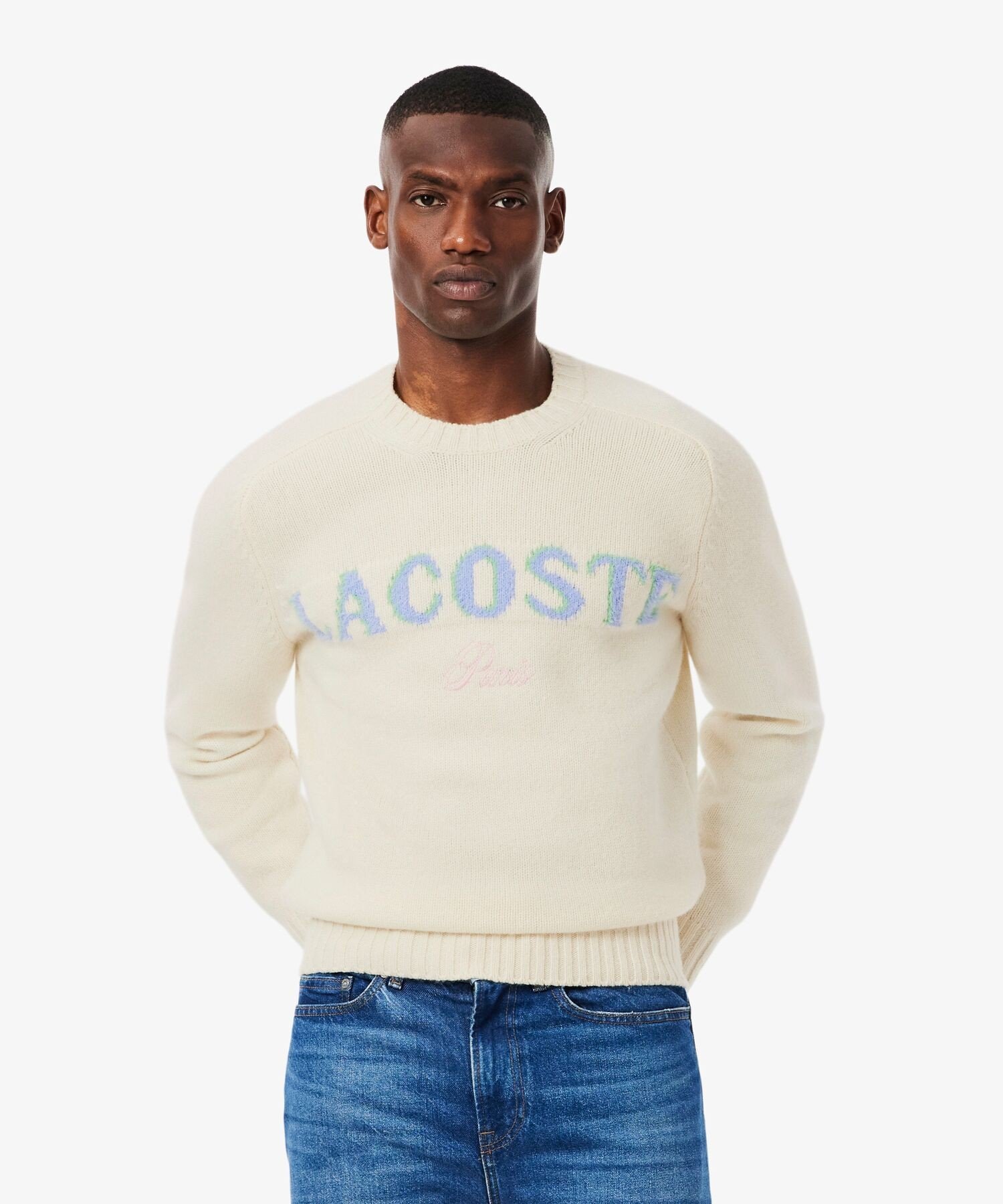 Фирменный свитер с логотипом и ворсистой вязкой LACOSTE, Off white