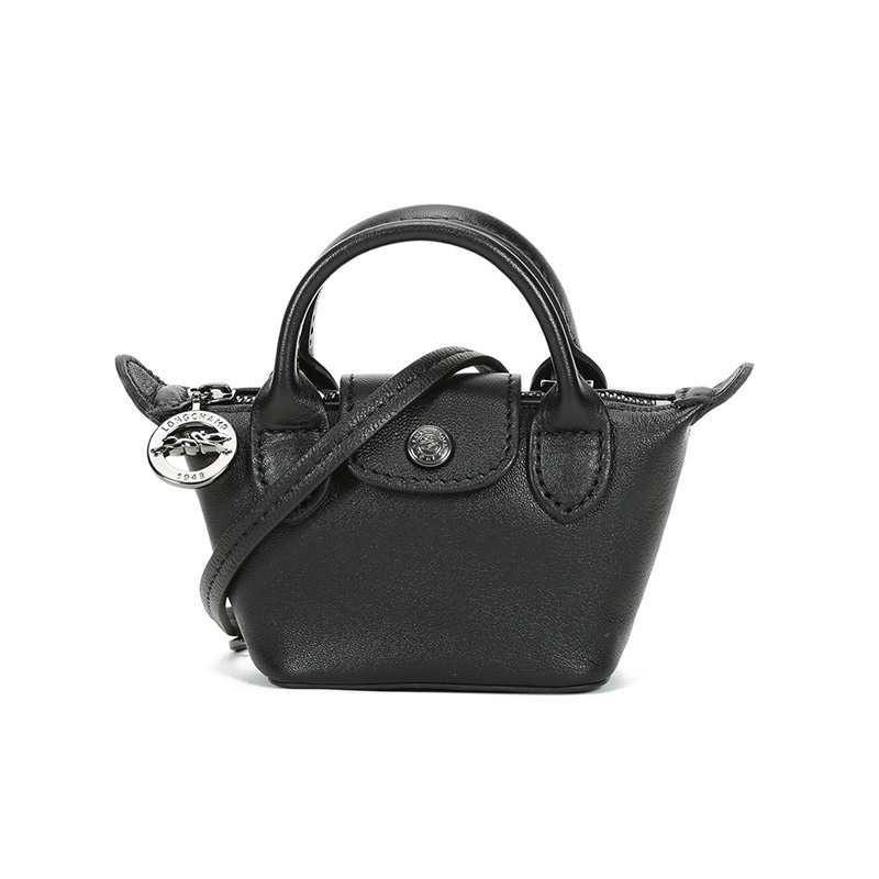 

Сумка Le Pliage Cuir из овчины в форме пельменя, миниатюрная черная женская сумка через плечо LONGCHAMP