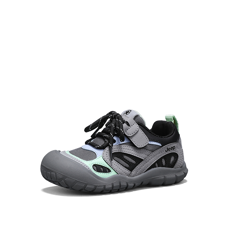 Slip Resistant, Abrasion Resistant, легкие амортизирующие, тихие поддерживающие низкие детские кроссовки Lifestyle Jeep, chess серый/army зеленый — фото 3