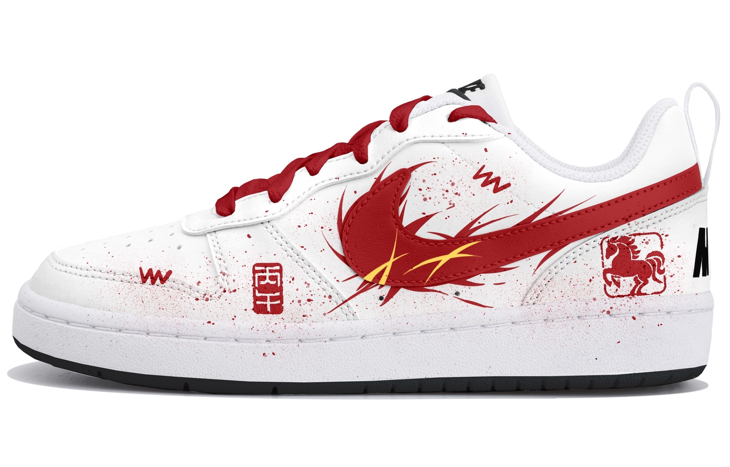 Nike Court Borough 2 Low top Skateboard Shoes White Red Teenagers — фото 3