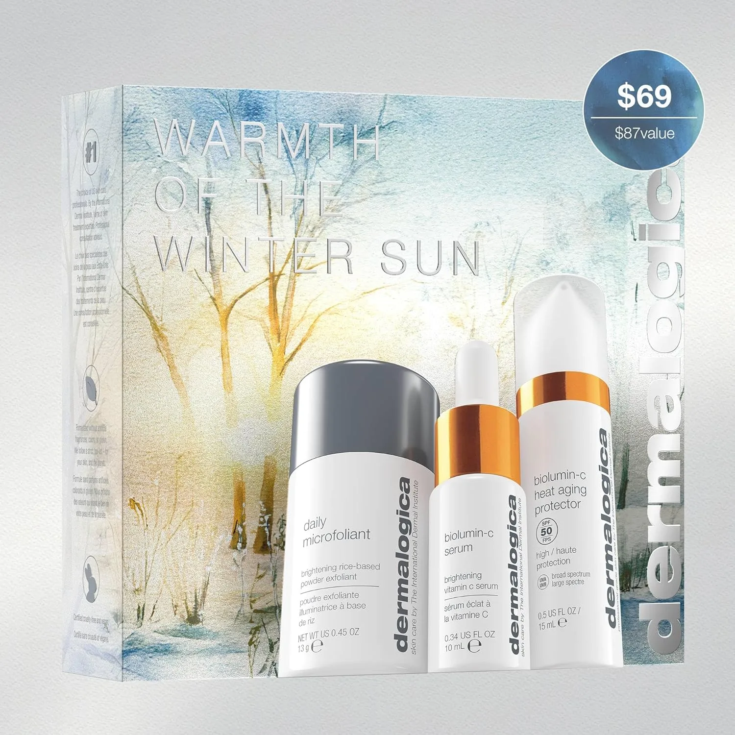 Набор для ухода за кожей Dermalogica Warmth of the Winter Sun в дорожном формате включает в себя скрабы для лица, сыворотку для лица и увлажняющий крем с SPF. — фото 3