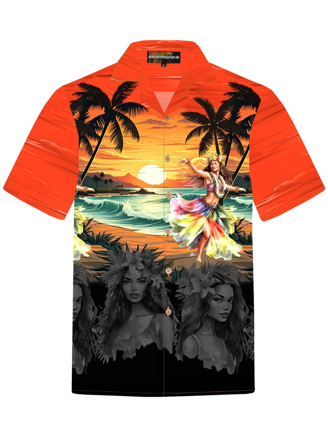 

Hawaiihemdshop.de Рубашка на пуговицах Regular Fit 'Hawaiihemd Hawaiian Girl' в оранжево-красном цвете