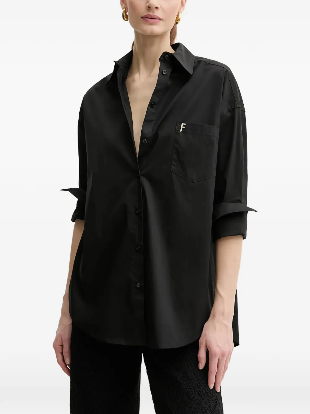 

Рубашка с карманом и логотипом Fracomina, черный