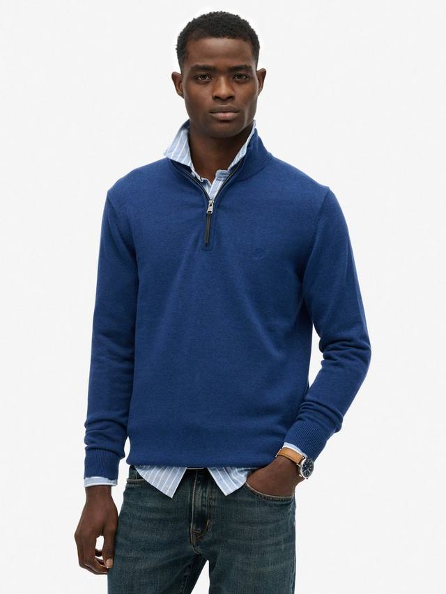 

Эссеншиалс хлопковый полузип худи Superdry, Lapis Blue Marl