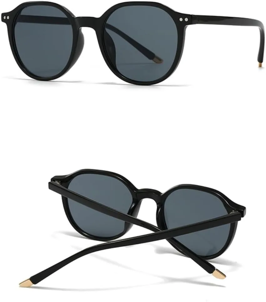 

Популярные модные круглые солнцезащитные очки для женщин, винтажные, с заклепками, панк, мужские, с градиентной защитой от УФ-излучения UV400 UATXTAU, Black Blue