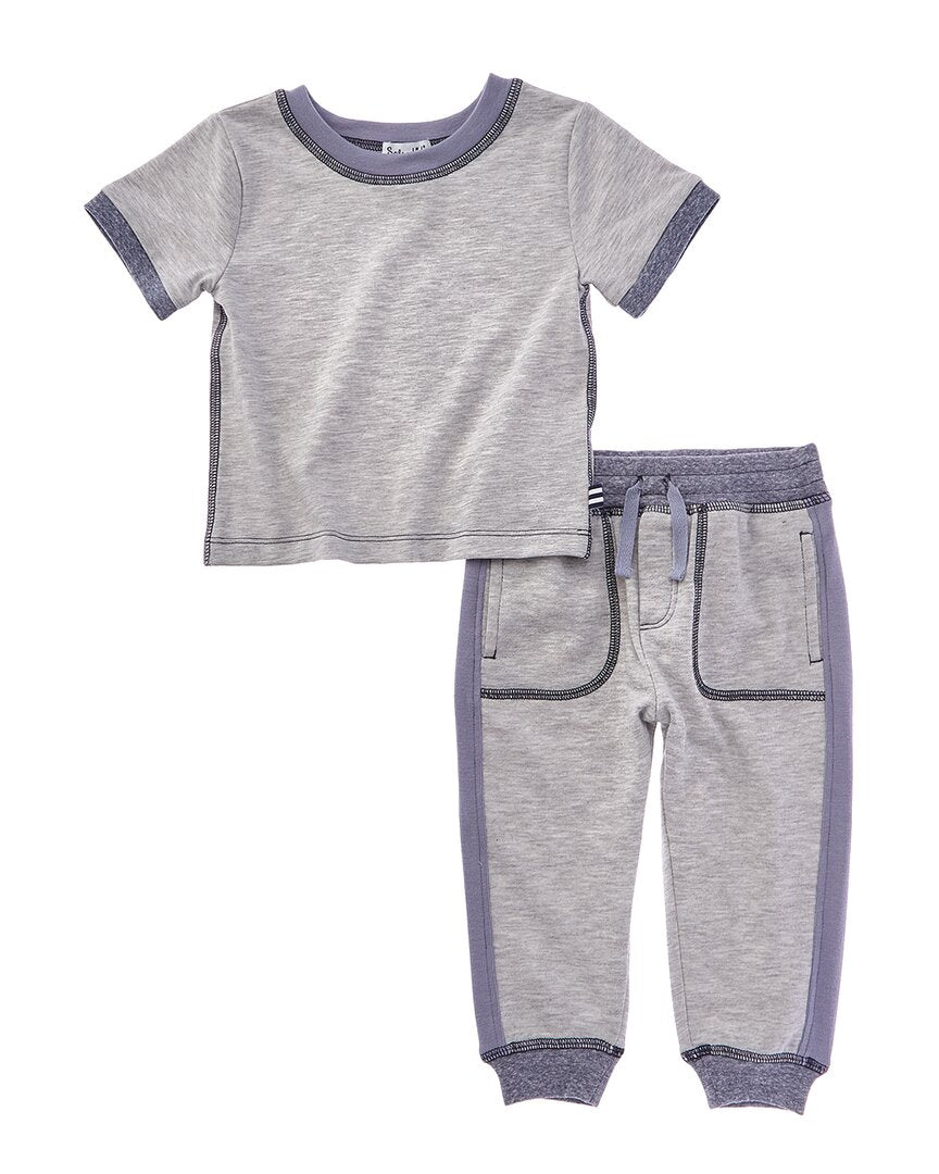 

Великолепный комплект из 2 предметов: футболка с облачной отделкой и спортивные брюки Splendid, серый