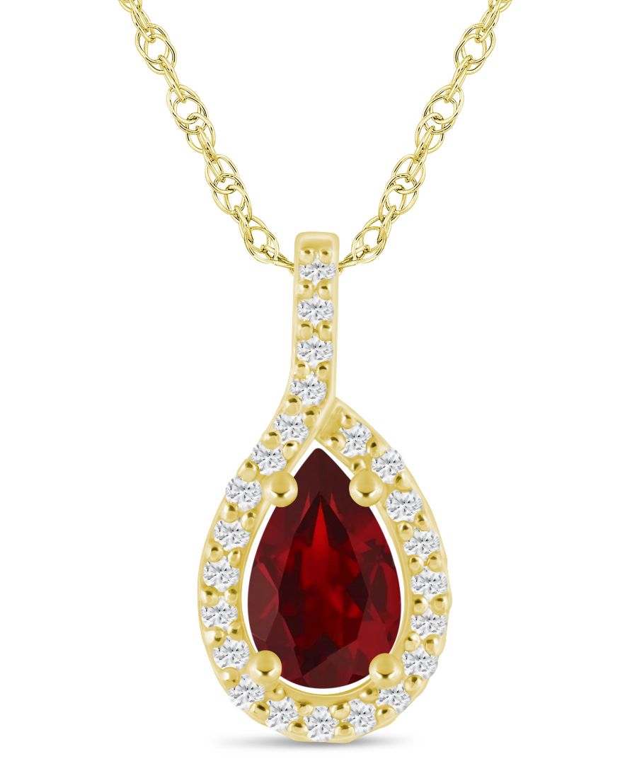 

Подвеска-колье с ореолом из драгоценных камней и бриллиантов (общий вес 1/5 карата) из белого золота 10 карат (также доступна в варианте из желтого золота 10 карат) Macy's, Garnet White Gold