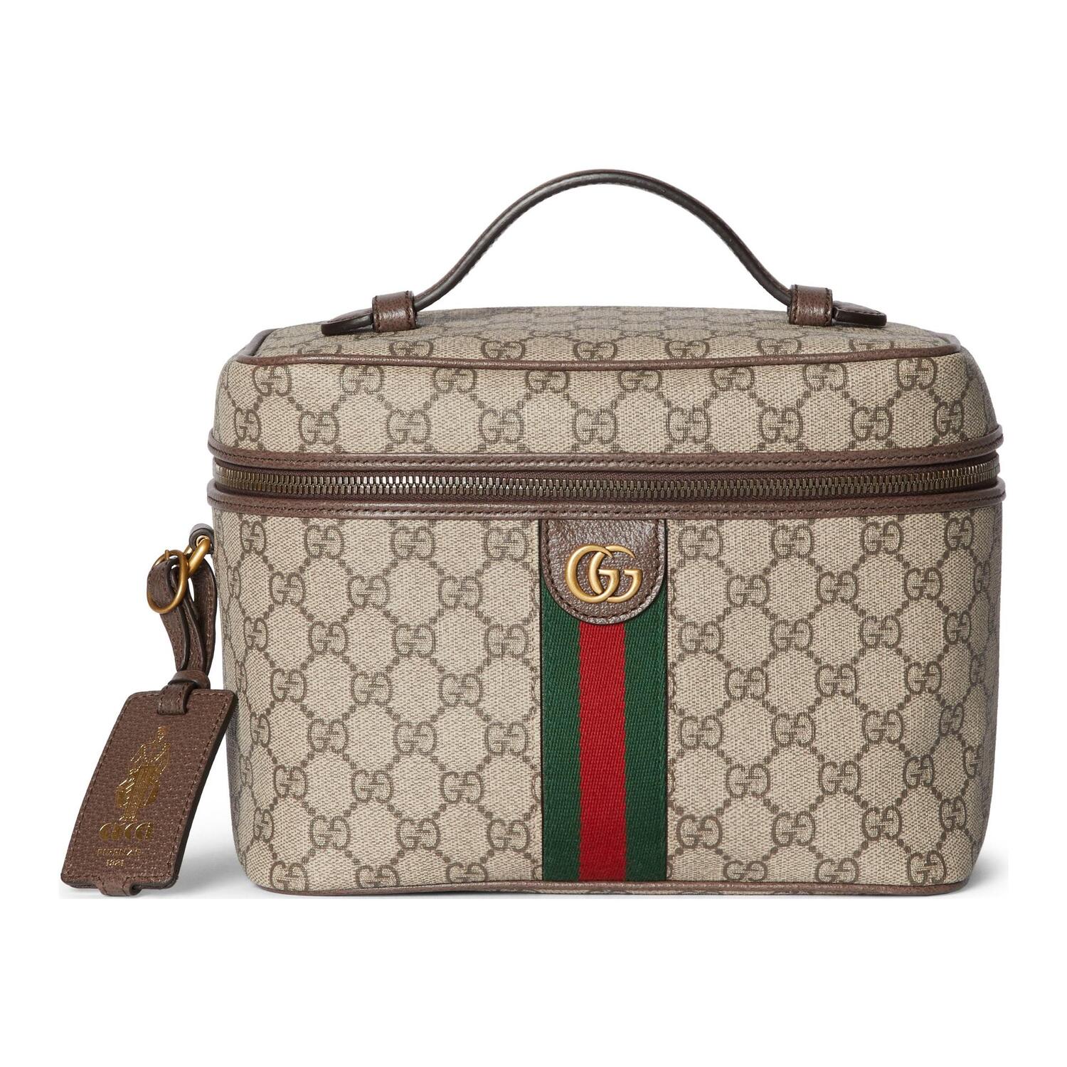 

GUCCI Средняя холщовая сумка женская бежевая и тёмно-коричневая