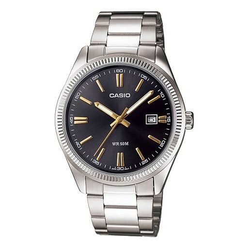 

Часы CASIO Stainless Steel Strap Quartz Waterproof Black Watch Dial Black Analog, черный