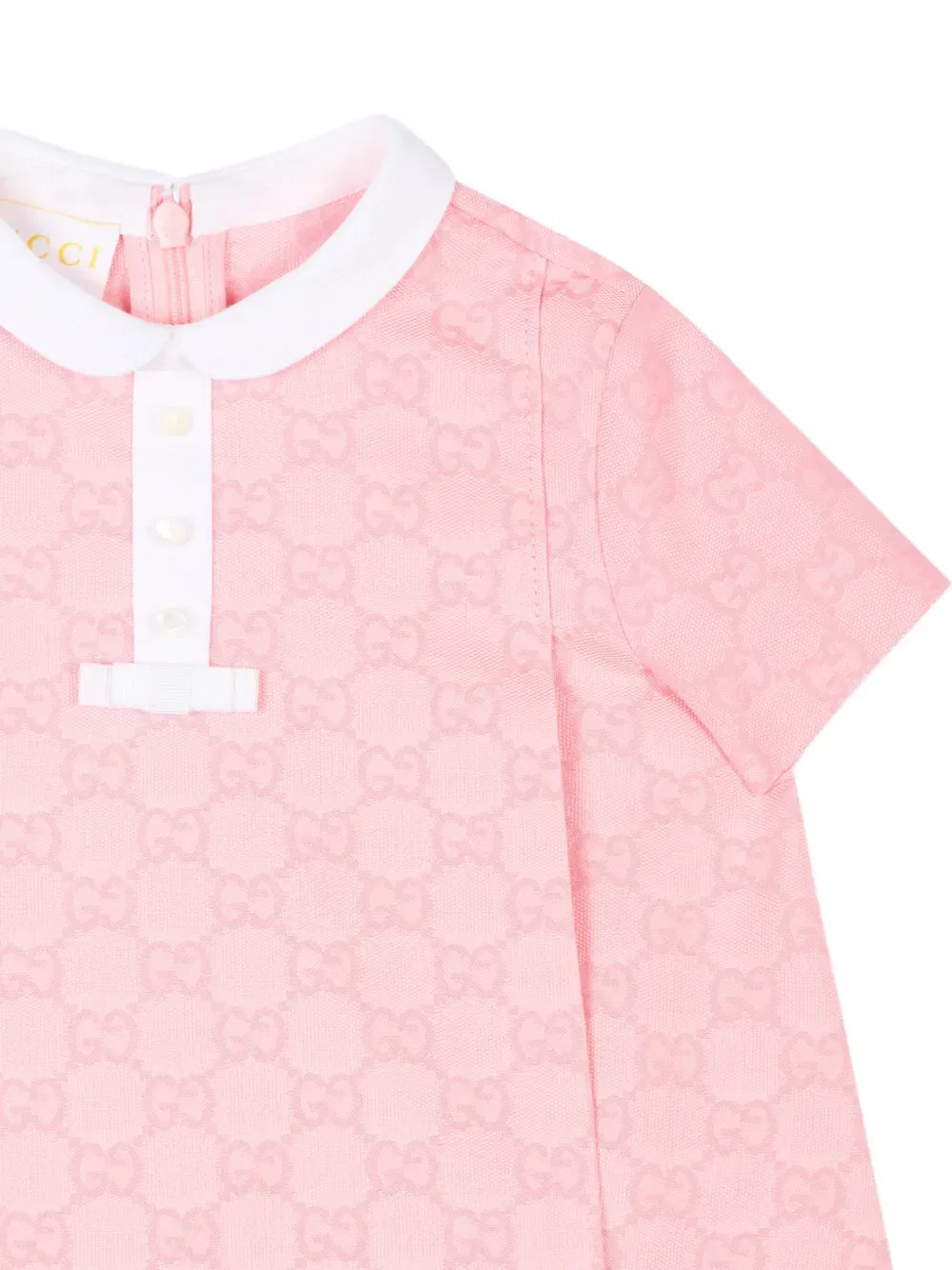 Платье с воротником и короткими рукавами Gucci Kids, розовый — фото 3
