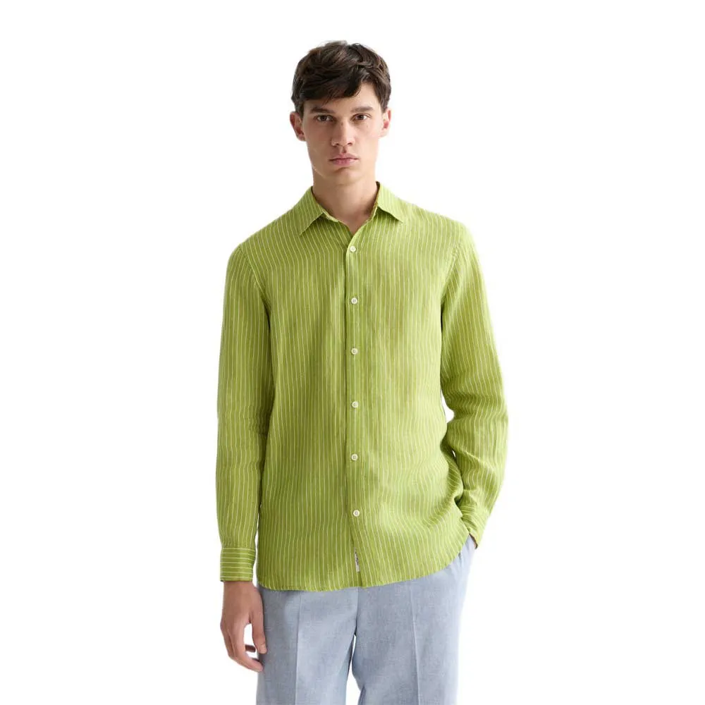 

Рубашка с длинными рукавами из льна Scotch & Soda 183096, стандартный крой, зеленый