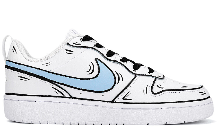 Кроссовки Nike Court Borough Series Skateboard Shoes Women's Low-Top White Black Blue — фото 2