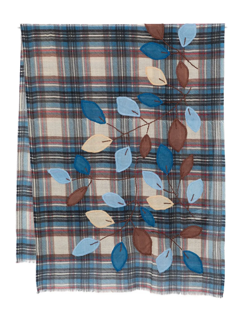 

Шарф в тартан с аппликацией в виде листьев Sgombero Cantine, нейтральный