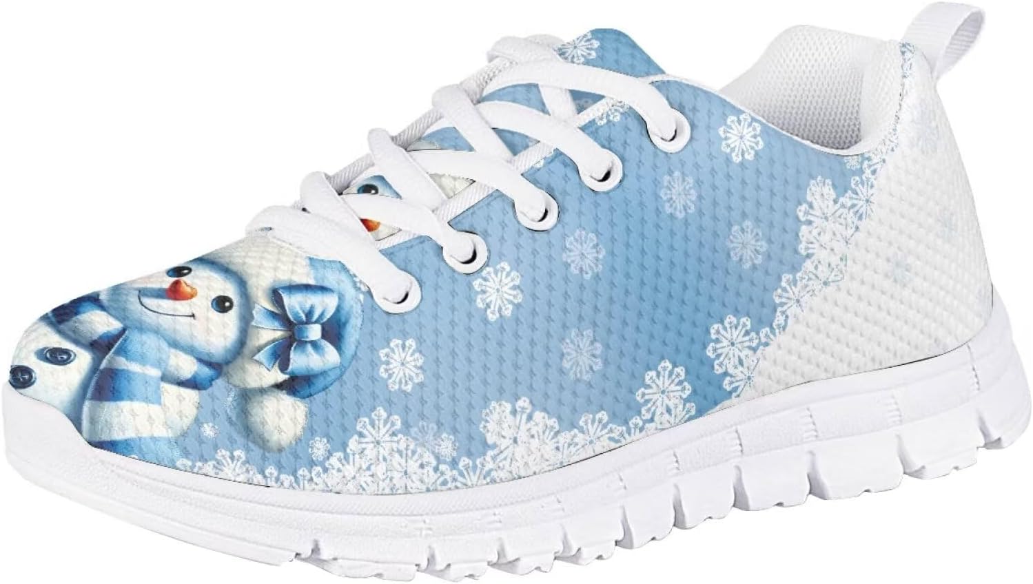 

Кроссовки Forchrinse для мальчиков и девочек на Рождество, детские шнурованные теннисные кроссовки, легкие, дышащие, для ходьбы и бега, Christmas Snowman Print