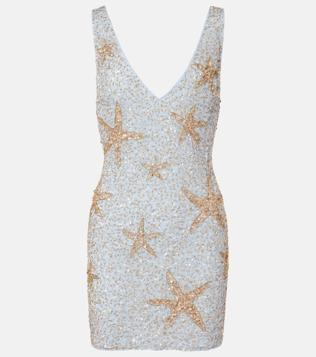 

Кристабел мини-платье с пайетками Rixo, Light Blue With Gold Starfish