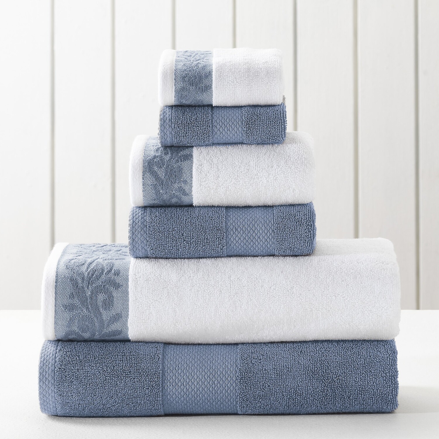 

Набор полотенец Modern Threads 600 GSM из 6 предметов с жаккардовой каймой из филгри, цвет Blue