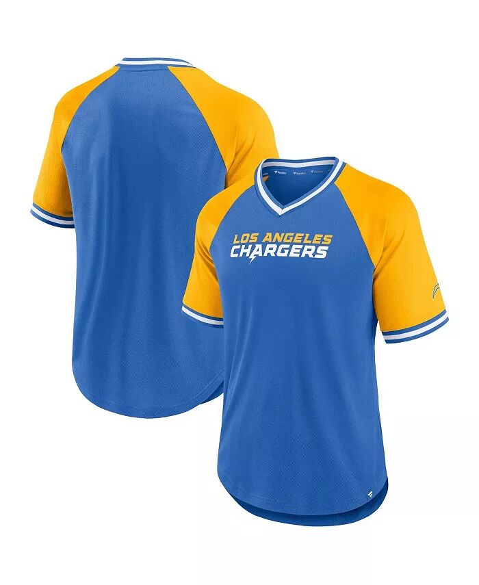 

Мужская футболка Los Angeles Chargers Second Wind цвета Powder Blue с V-образным вырезом и реглан Fanatics