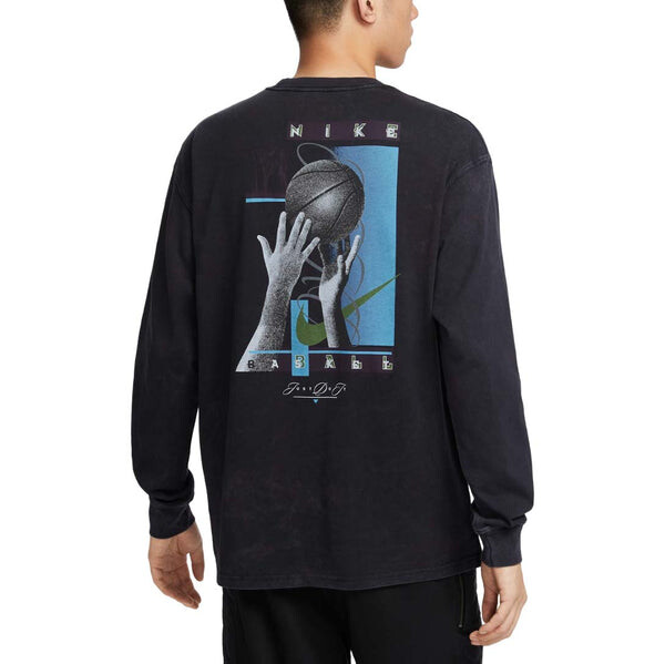 Футболка max90 long sleeve basketball t-shirt asia sizing 'black' Nike, черный — фото 2