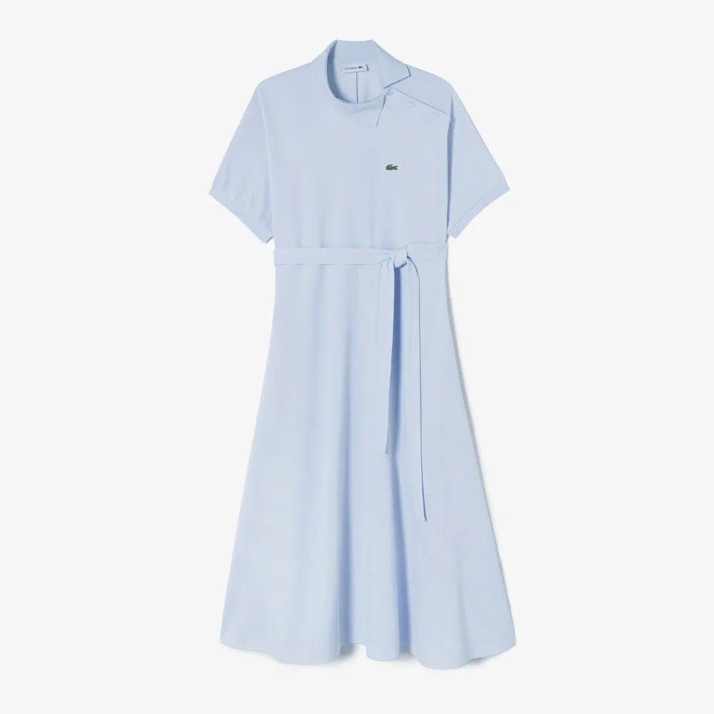 Платье-поло Lacoste с косой планкой, 100% хлопок, лавандовое