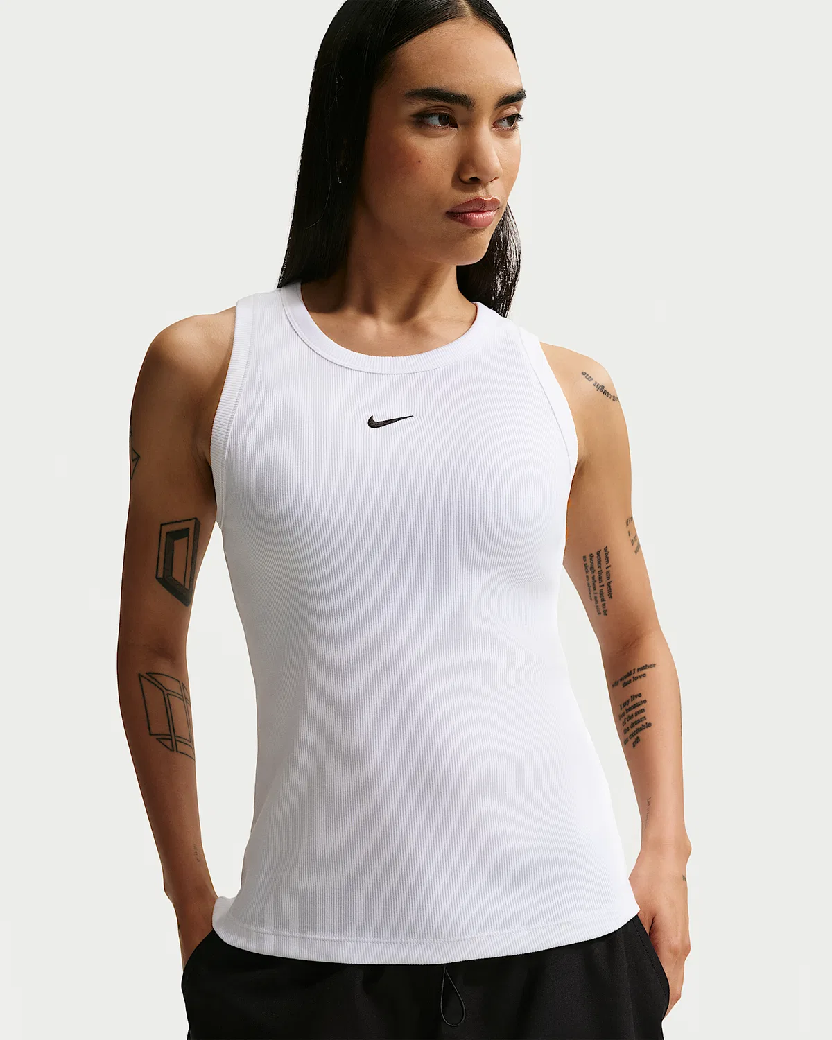 Женский облегающий топ Nike Sportswear с ребристой текстурой, White/Black